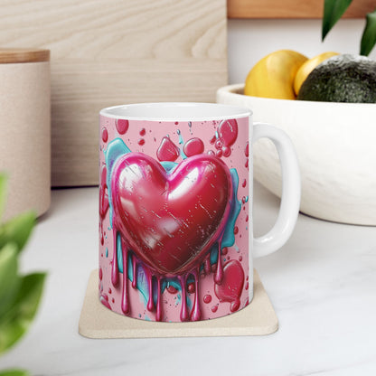 Pink Drip Bubble Heart Gift Mug