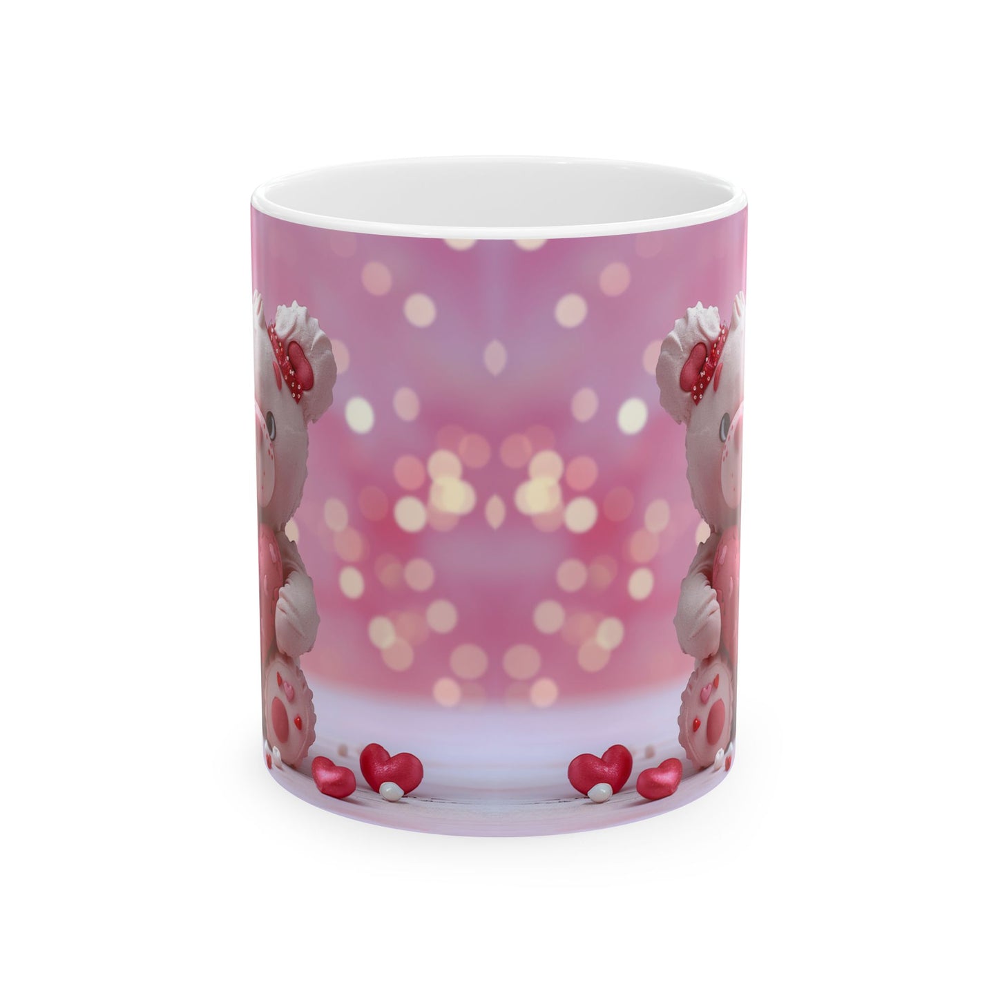Valentine Pink Heart Teddy Bear Gift Mug