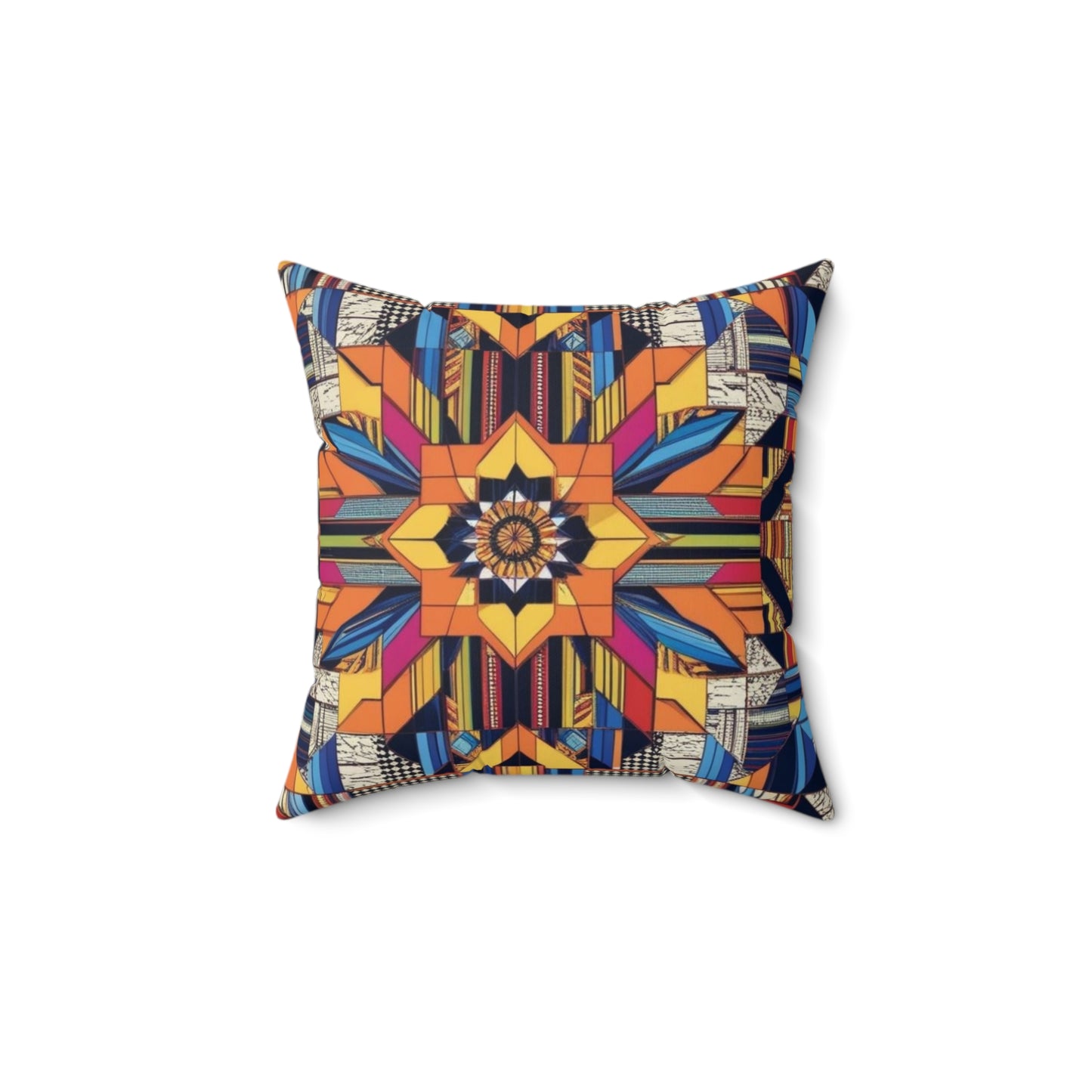 Boho Geometric Colorful Mandala Accent Star Cushion Throw Pillow