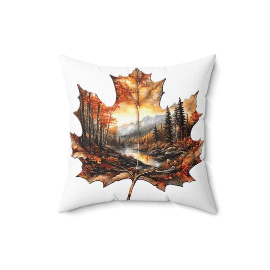 Autumn Scenic Maple Leaf Decor Throw Pillow