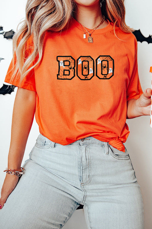 เสื้อยืดลายปักลายผีฮาโลวีน Orange BOO