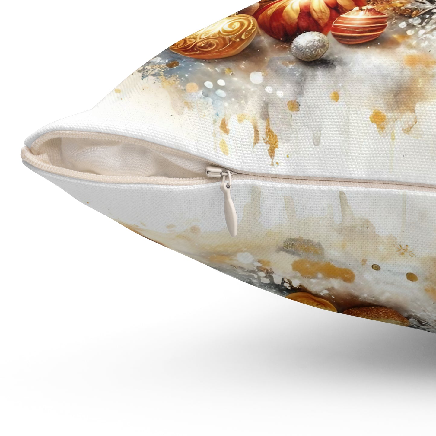 Christmas Village Winter and Ornaments Holiday Throw Pillow