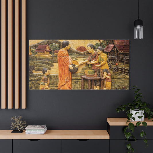 Satin Canvas Wall Art, Rustic Farm Scene, Vintage Home Decor, Unique Art Piece, Wall Hanging for Living Room, Nature Lovers Gift