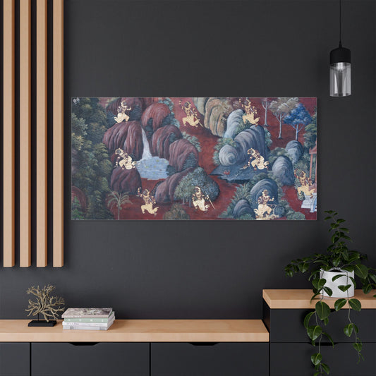 Satin Canvas Wall Art, Rustic Farm Scene, Vintage Home Decor, Unique Art Piece, Wall Hanging for Living Room, Nature Lovers Gift