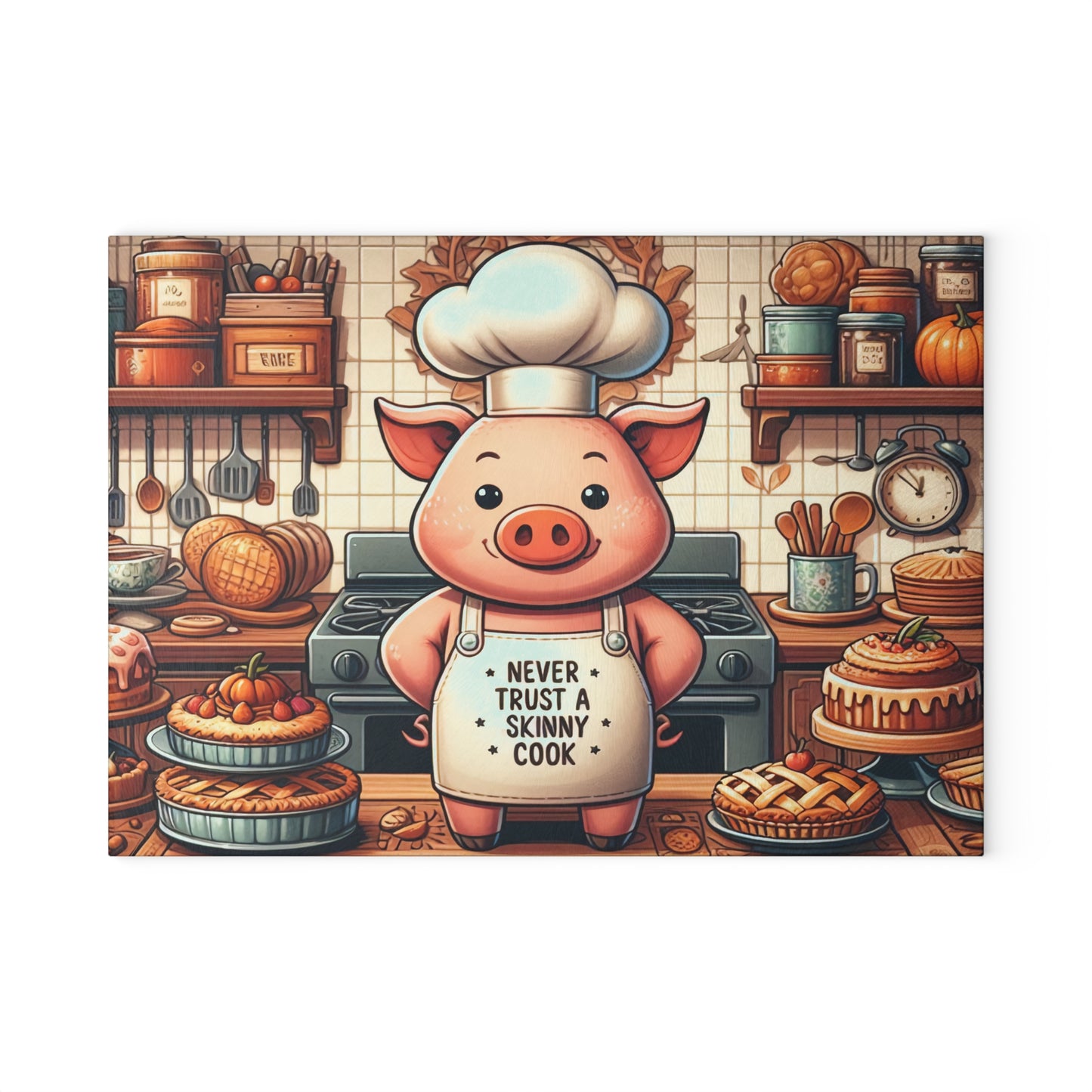 "Never Trust a Skinny Cook" Kitchen Glass Cutting Board.