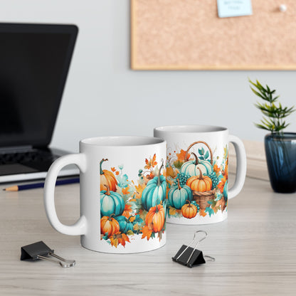 Autumn Pumpkin Teal & Orange Gift Mug