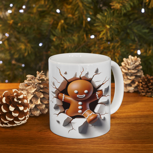 Gingerbread Cracked Both Sides Fun Holiday Gift Mug