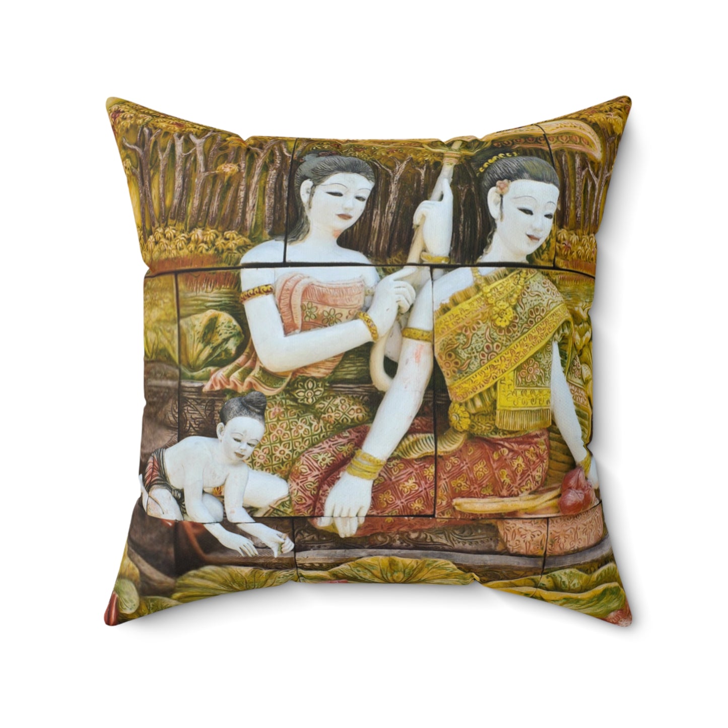 Traditional Thai Mural Art Decorative Pillow